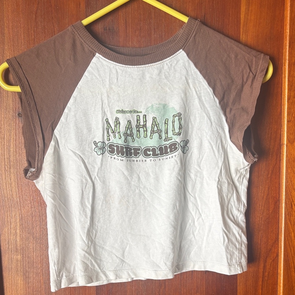 Divided Brown and White Mahalo Surf Club Tank Top
